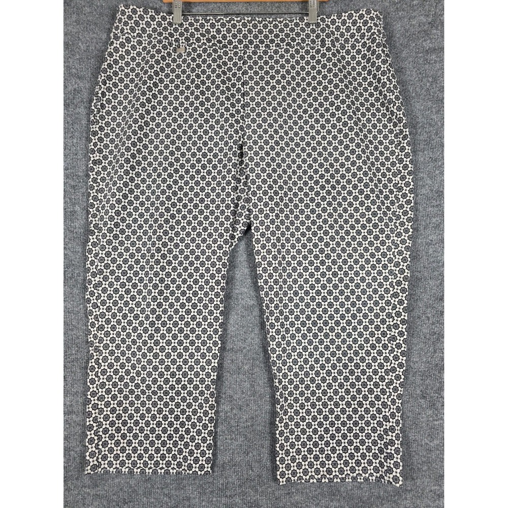 Premise‎ Woman 3X  Geometric Print Cropped Pants Black White Rayon Blend
